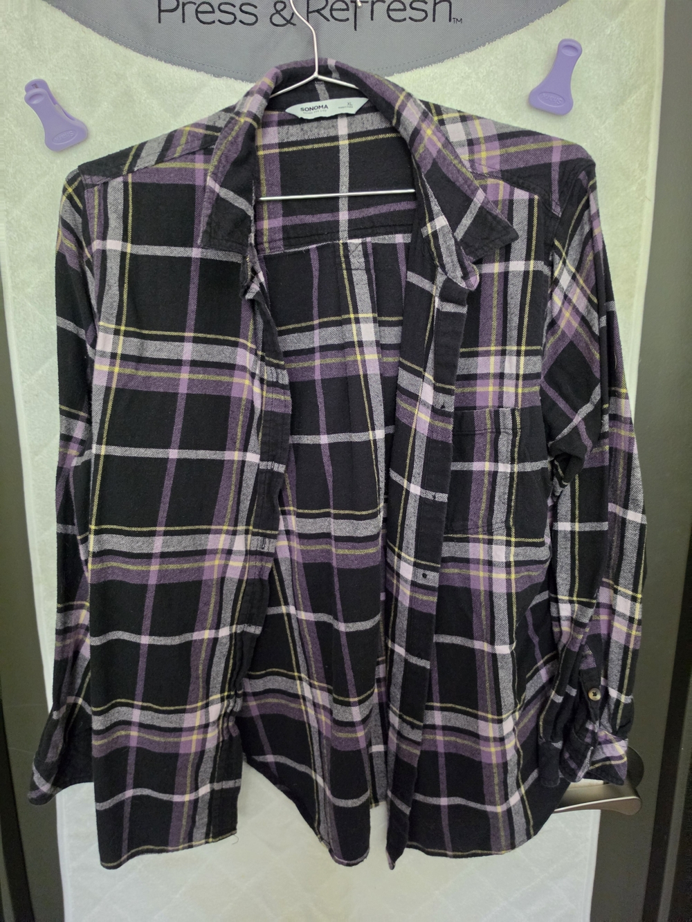 Women's Sonoma Purple and Black Plaid Button-Up Shirt